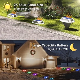 Daheison Solar Driveway Lights Dock Deck Lights 4 Pack, 9 Colors in 1, LED Driveway Markers Deck Lights IP68 Waterproof Outdoor Solar Powered Warning Step Lights for Pathway RGB