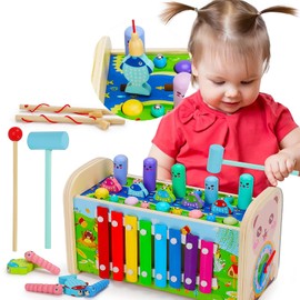 Juguetes Montessori 7 en 1para Niños, Juguetes Educativos, Juguetes Sensoriales, Juguetes para Martillar Multifuncional, Regalo Divertido para Niños y Niñas de 3+ Años