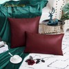 BRAWARM Faux Leather Throw Pillow Covers 16 X 16 Inches