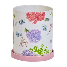 Muziuo 6.7" Kitchen Utensil Holder,Multifunctional Indoor Plant Pot for Home Decor,Ceramic Cooking Utensil Holder Farmhouse Utensil Crock for Countertop Organization(Purple Bud)