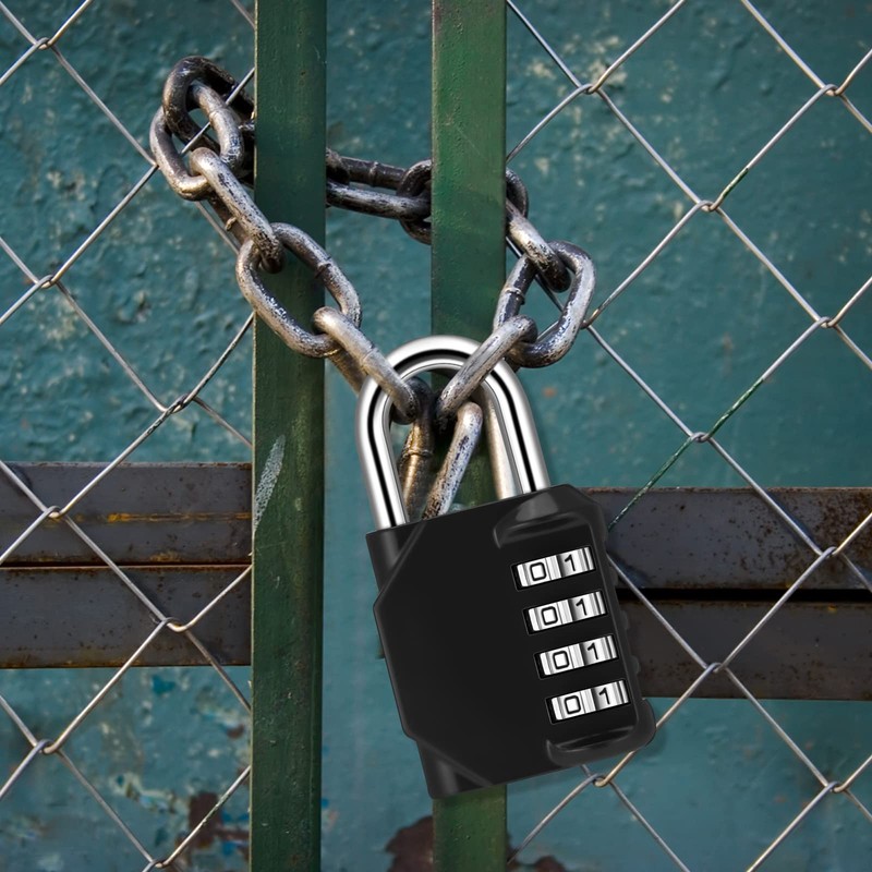 4Pcs Combination Padlock, Heavy Duty Metal Padlock for Gym Locker,