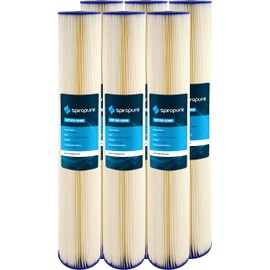 SpiroPure SP-R5-20BB 20x4.5 5 Micron Pleated Polyester Sediment Water Filter Cartridge SPC-45-2005 (Case of 6)