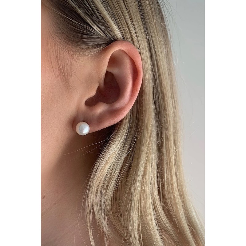 Anthony Vincent Aretes Perla Cultivada Natural Tamaño 10 mm Blanco