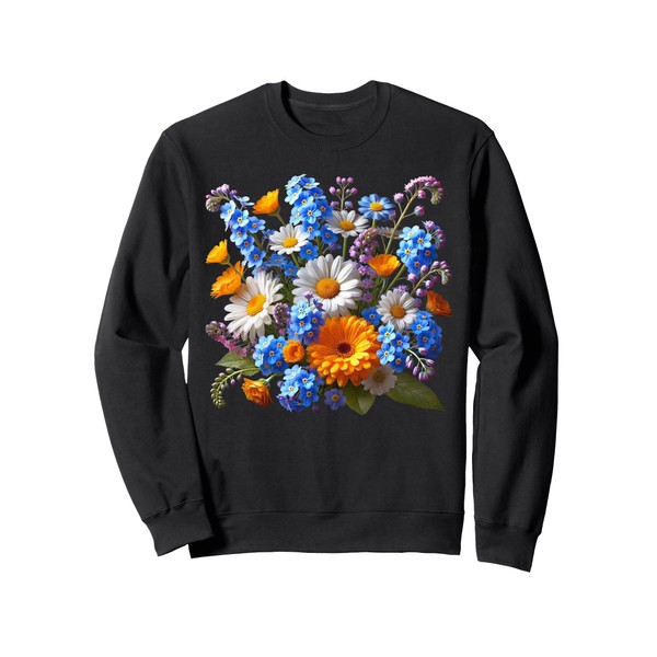 Daisies, Forget-Me-Nots, Marigolds Bouquet Shapes Mania Sweatshirt
