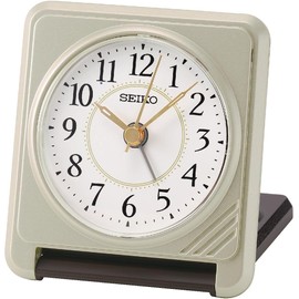 Seiko Clock, Alarm Clock, Table Clock, Analog, Small, Portable, Light Gold, 3.1 x 2.8 x 0.9 inches (78 x 72 x 24 mm), QQ807G