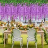 Siyaluens 12Pcs Artificial Wisteria Hanging Flowers, 3.6Ft/Pcs Purple Fake Wisteria