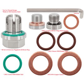 Dsnaduo M14.1-1.25 x 15mm Oversize Piggyback Oil Drain Plug, Stainless Steel Self Tapping Oil Pan Thread Repair Kit