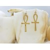 Egyptian Ankh Earrings - Bright Gold Finish - Extra Large