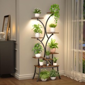 VIXLON Plant Stands Indoor With Grow Light For Indoor Plants Multiple - 62" Tall Indoor Shelf With Anti-Tipping Device, Black Metal Flower Holder Rack For Indoor Living Room, Patio, Balcony