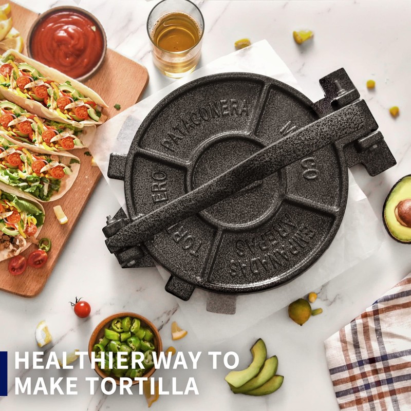 ARC Tortilla Press 10.4" Include 100 Pcs Parchment Paper, Cast