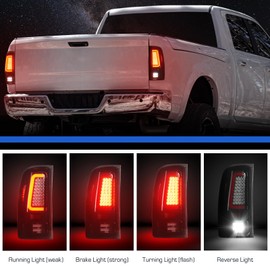 Gubebaili LED Tail Lights Assembly Fit for GMC Sierra 1500 (Only SL, SLE, SLT, WT) 2007-2013, for Sierra 2500 3500HD 2007-2014, Only Fit for 3500HD Single Rear Wheel Model, Chrome Housing Smoke Lens