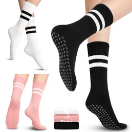 Pilates Socks with Grips for Yoga, Barefoot, Ballet, Barre, Hospital Non Slip Anti Skid Socks for Women and Men