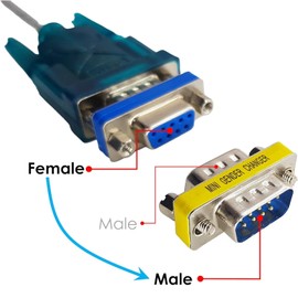 TECHZOCO RS232 DB9 Female to Male Adapter DB9 Coupler Gender Changer Adapter RS-232 - RS-485 - TTL - DB9 Serial Female to Male RS232 Male 9 Pin Female to Male