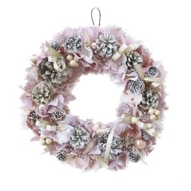 Lulu's Lulu's-2697 Pink Gold Natural Wreath Preserved Flower Size: Diameter Approx. 7.9 inches (20 cm), Pink Gold