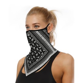 COMFORTIS Face Cover, Paisley Mask, Sports, Running, Face Guard, Patterned Mask, UV Protection, Tennis, Skiing, Snowboarding, Black (B Pattern))