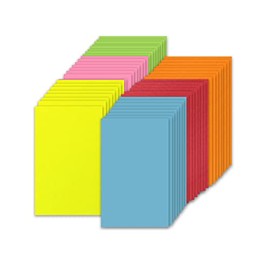 Blank Assorted Note Cards - 6 Color Bright Assortment Card Stock - Made in the U.S.A. - Great for the Classroom, Flash Cards, Studying, and More! (3" x 5")