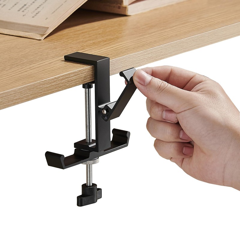 Heavyrain Desk Edge Hook Hanger, No Drilling Headphone Holder with