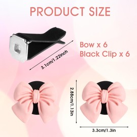 6 Pcs Pink Bow Car Vent Clips, Cute Air Freshener Bow Cars Accessories, Girly-Bow Car Accessory for Women Girls, Interior Cars Air Conditioning Vents Decorations