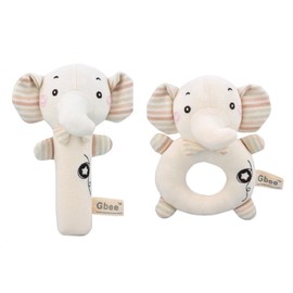 Baby Soft Rattle Toys Animal Shapes Soft Hand Rattles Plush Toys Baby Early Education Soothing Toys Elephant