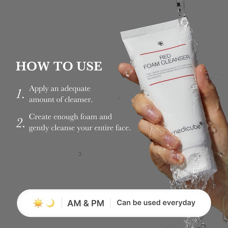 medicube Red Foam Cleanser - Deeply cleanses, remove impurities, control
