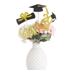 hhdatc Graduation Decorations Class of 2024 Centerpieces for Tables,Table Toppers Party Centerpiece Sticks Supplies Gold
