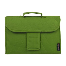 Yazzii Trifold Craft Project Case - Sewing and Craft Supplies Storage Tote, Travel Organizer Bag with Clear Pockets and Handle for Knitting, Crochet, Sewing Accessories - Green