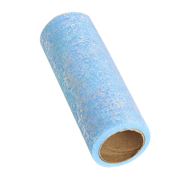 Sky Blue Glitter Mesh Roll, Iridescent Tulle Fabric Roll, Sparkle