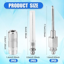 6pcs Grease Gun Needle Accessory Set, Including 2 Grease Gun Couplers 2 Grease Needle Nozzles 2 Grease Needle Dispensers Grease Injection Tool for Narrow Space & Deep Metal