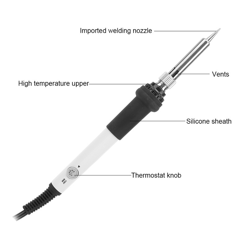 15Pcs Electric Soldering Iron Set Adjustable Temperature 60W White Welding