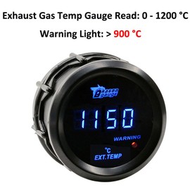 MOCNT Car Exhaust Gas Temperature Display 2 Inch 52 mm Exhaust Gas Temperature Display Blue Light Digital Display Exhaust Meter Gas Temp Gauge Smoke Len