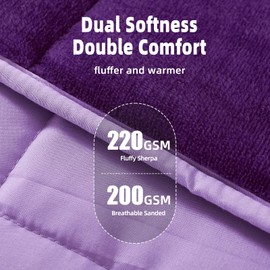 MOTRIP Weighted Blanket 15 lbs Queen Size Flannel Bed Blanket with Sanded Reversible, 60''x80'' 15 pounds Purple