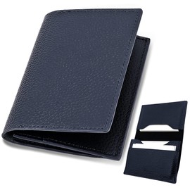 [Enich agent] Business Card Holder, Genuine Leather, Men's, Women's, Business Card Case, Made in Italy, High Quality Leather, Large Capacity, navy