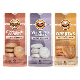 Mexican Cookie Variety Pack (Pack of 3), Cinnamon Cookies, Mexican Wedding Cookies, Orejitas by La Monarca Bakery