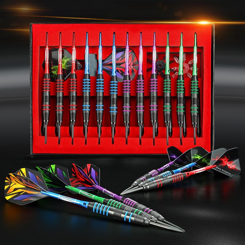 WINSDART Steel Tip Darts 12 Pack Set with Nonslip Iron