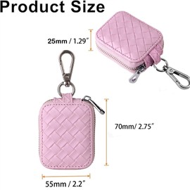 CCSmall Earbud Case for AirPods Pro 2/1/4/3, Cute Plaid Women Small Storage Bag Cover with Carabiner Portable Travel Organizer for Wireless Earbuds, Wired Headphones, Charging Cables Lattice Pink