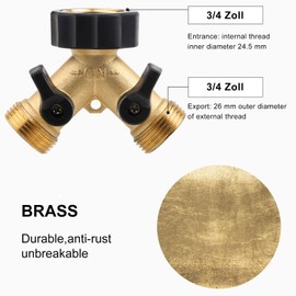 CPROSP 2-Way Y-Splitter 3/4 Inch Brass for Inlet Hoses with 2 Rotary Switches