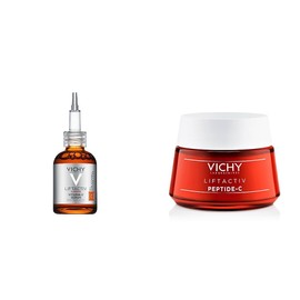 Serum Anti-Oxidante Vitamina C Vichy Liftactiv Supreme 20 ml + LiftActiv Peptide-C Hidratante antienvejecimiento, crema facial con Vitamina C y Péptidos para reducir las arrugas