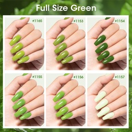 Gellen Green Regular Nail Polish Non Gel, Fast Air Drying Green Nail Polish Spring Summer Full Size 6 Colors Lemon Olive Avocado Grass Mint Lime Green Set for Women Girls Manicure St. Patrick's Day