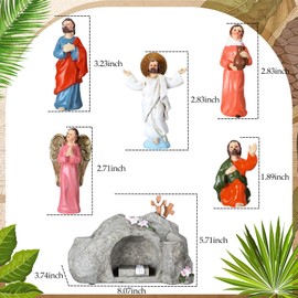 Wesiti 6 Pcs Easter Resurrection Scene Set He is Risen Easter Decor Jesus Nativity Scene Decor 8.07 x 5.71 x 3.74 in Religious Christian Home Figurines 3.23 in Tabletop Office Gifts