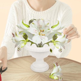 PRETYZOOM White Urn Planter 4pcs Pedestal Plastic Planter Roman Column Flower Pot Pillar Flower Pot Decorative Urn Planters for Indoor Outdoor Porch Planters