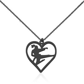 MYOSPARK Taekwondo Girl Necklace - Martial Arts Gift for Taekwondo Lovers (UK Black)