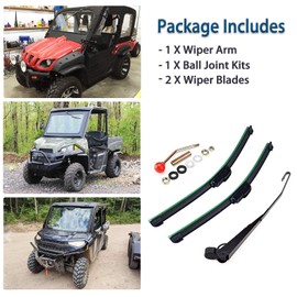 Xislet 2 Pack UTV Windshield Wiper Kit Hand Operated UTV Wiper Kit Compatible with Polaris Ranger RZR Can Am Kawasaki Honda Pioneer Golf Cart Windshield Washer Wiper - Instruction Included