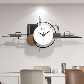 HEBOIX Modern Wall Clock for Living Room,Large Decorative Wall Clock,Creative Silent Clock Battery Operated Metal Wall Art for Entryway/Bedroom/Office/Dinning Room/Kitchen Decor 35''Lx16''W