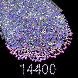 Hotfix Rhinestones Bulk,14400pcs Glass Gems Rhinestone Beads,Hot Fix Rhinestones for Bedazzling,Crafts Clothes DIY Decoration,Crystal AB,SS20