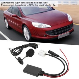 Keenso Car Audio Cable Adapter, Car Bluetooth 12 Pin Stereo RD4 AUX Audio Music Cable Adapter Replacement for Citroen C2 C3 C4 C5 C6(With microphone) Terminals and Harnesses