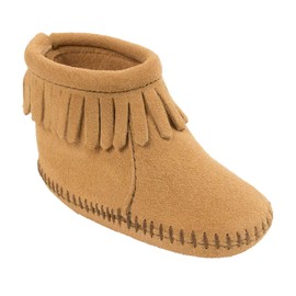 Minnetonka Back Flap Bootie (Infant/Toddler),Tan,3 M US Infant