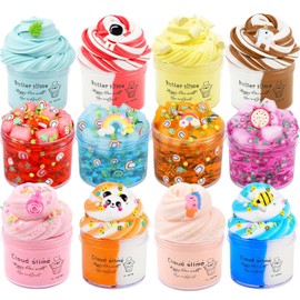 Slime Kit 12 Pack - 4 Jelly Cube Crunchy, 4 Butter, 4 Cloud Slime - Soft Stretchy Stress Relief Toy for Kids, Birthday Party Favors for Boys & Girls, Halloween, Classroom, Easter & Treat Bags