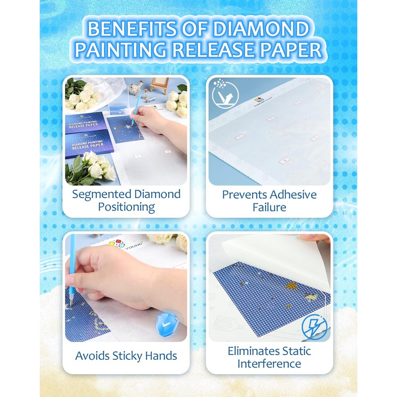 ForeverYoung Ease Reusable Release Paper for Diamond Art Sectioning 300PCS
