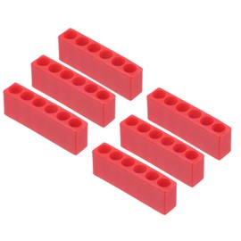 HARFINGTON 6pcs Plastic Hex Shank Screwdriver Bit Holder Organizer 6 Holes 1/4 Inch Plastic Drill Bits Storage Case for Any 1/4" Hex Shank Metal Driver Bits Use, Red