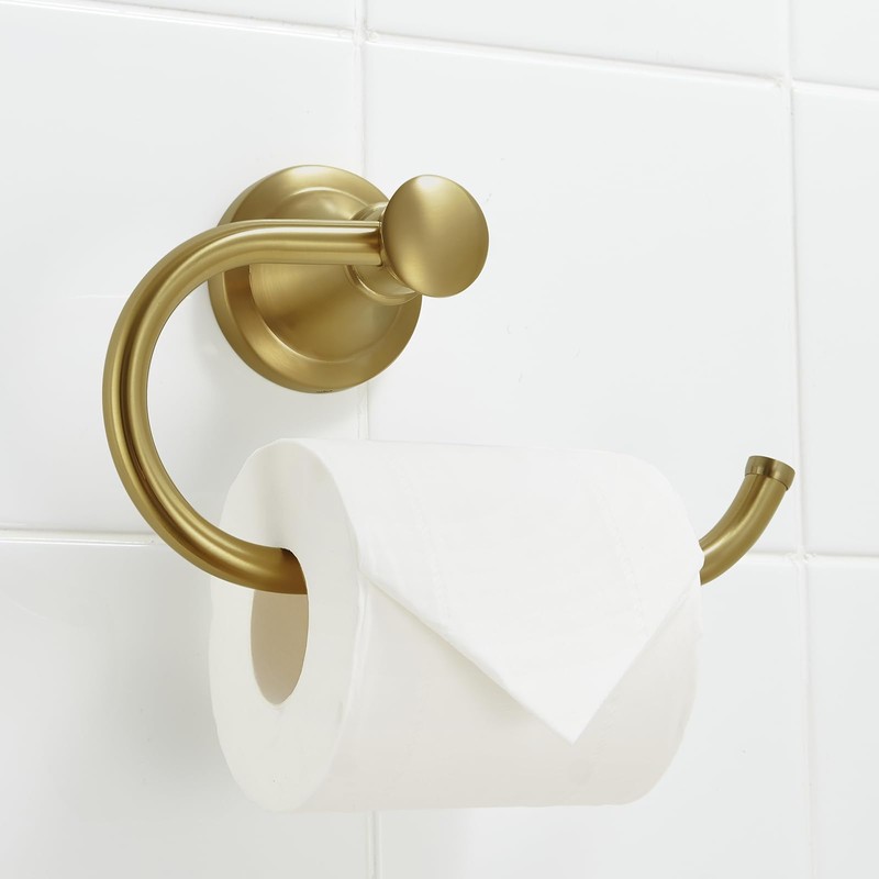 BESy Brushed Gold Toilet Tissue Paper Holder Brushed Gold Bathroom